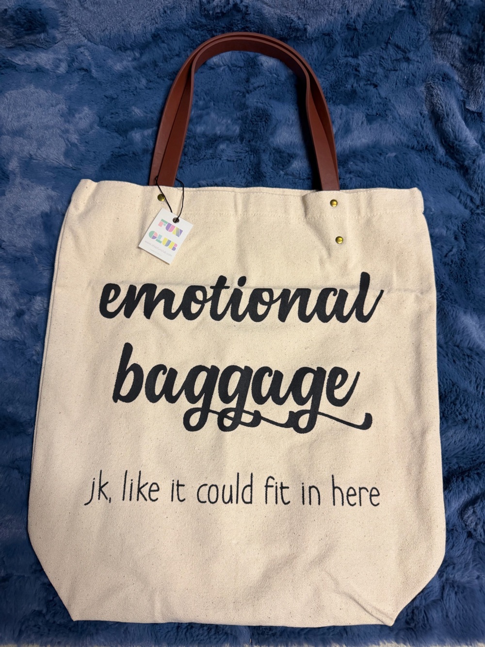 Canvas Tote Bag with Brown Handles - Emotional Baggage